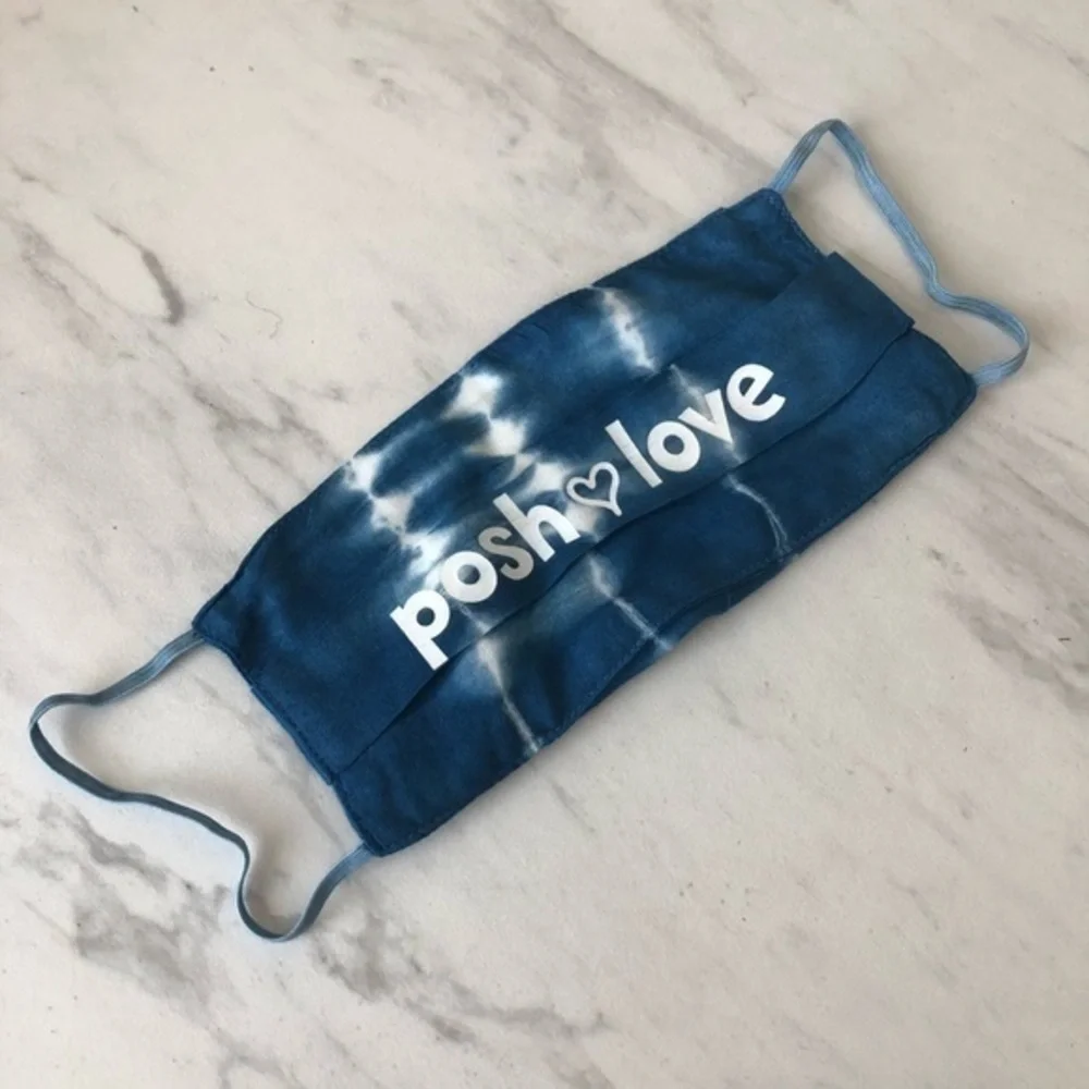 Posh Love Tie Dye Face Mask Blue White NWT